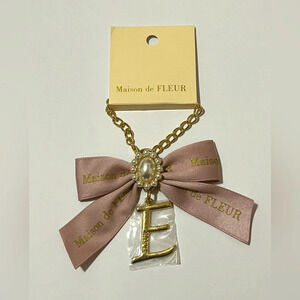 Maison De Fleur Pearl Ribbon Bag Charm with Hanging Initial-E
